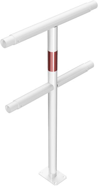 Schake Schutzgeländer Stahlrohr Ø 48 mm, Standpfosten für Dübel Befestigung, Mittelpfosten, feuerverzinkt und weiß beschichtet, 448_81PB