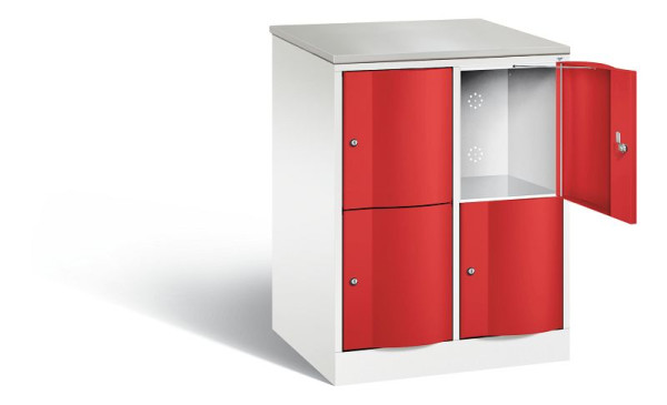 C+P XL-Schließfachschrank Resisto, H1077xB772xT640mm, Farbe: Verkehrsweiß / feuerrot, 8472-273 S10074