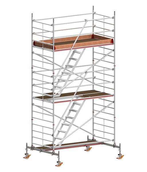 HYMER Treppen-Fahrgerüst mit Fahrtraverse, Bühnenlänge 2,95 m, Rahmenteilbreite 1,50 m, Reichhöhe 6,60 m, 827306