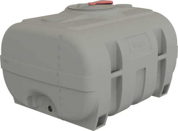Cemo PE-Fass 1000 l kofferförmig, mit Klappdeckel 380 Signalgrau RAL7004, 12245