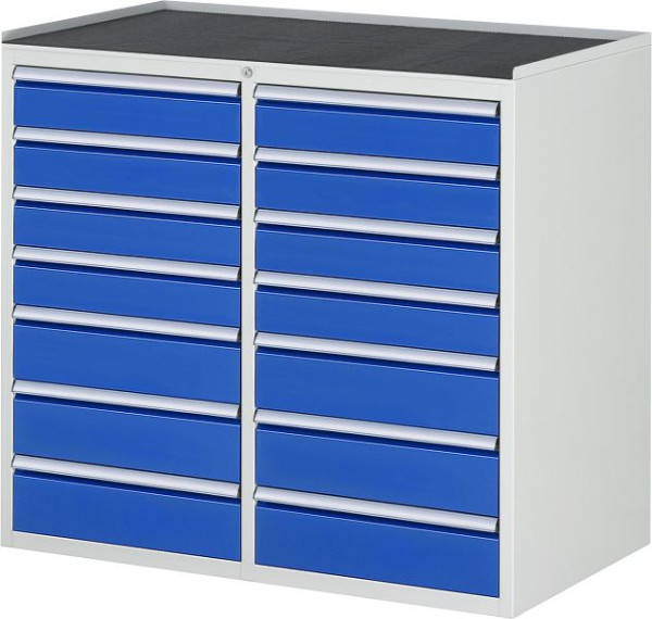 RAU Schubladenschrank Serie 7000, B1145xT650xH1035mm, Schubladen: links: 4xH120, 3xH150mm, rechts: 4xH120, 3xH150mm, Metallauflage, 03-LL7.10.10A-MT.11