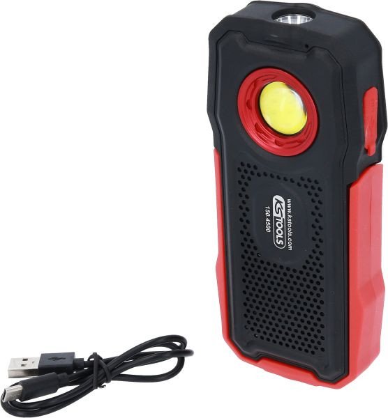 KS Tools Mobile Werkstatt-Handlampe, 500 Lumen, mit Bluetooth Lautsprecher, knickbar, 150.4500