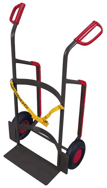 VARIOfit Fasskarre für Kunststofffässer, Außenmaße: 660 x 470 x 1.190 mm, RAL 7016 anthrazitgrau, Radsatz: Luftbereifung, fk-1110/AG