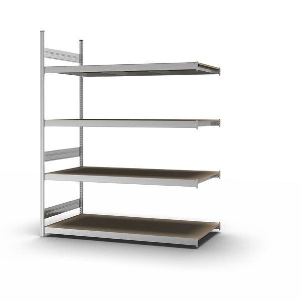 hofe Großfach-Anbauregal, 2500x800x2000 mm, 4 Fachebenen, Spanplatte verzinkt, 350 kg Fachlast, 1750 kg Feldlast, zweiseitige Bedienung, GZA25820S