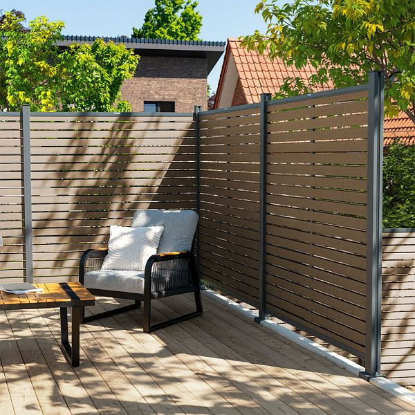 HOME DELUXE WPC Sichtschutzzaun ALIRA Teak, 1 x Element + 2 x Pfosten, 71782