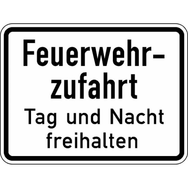 Stein HGS Feuerwehrzufahrt Tag und Nacht freihalten Nr. 2433, 600 x 450 mm, Flachform 3 mm, RA2, 2433-223