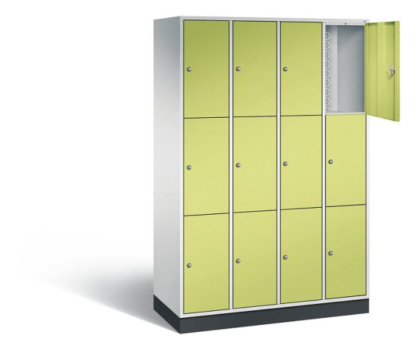 C+P Schließfachschrank Intro, H1950xB1220xT490mm, Farbe: Lichtgrau / Viridingrün, 8370-401 S10066
