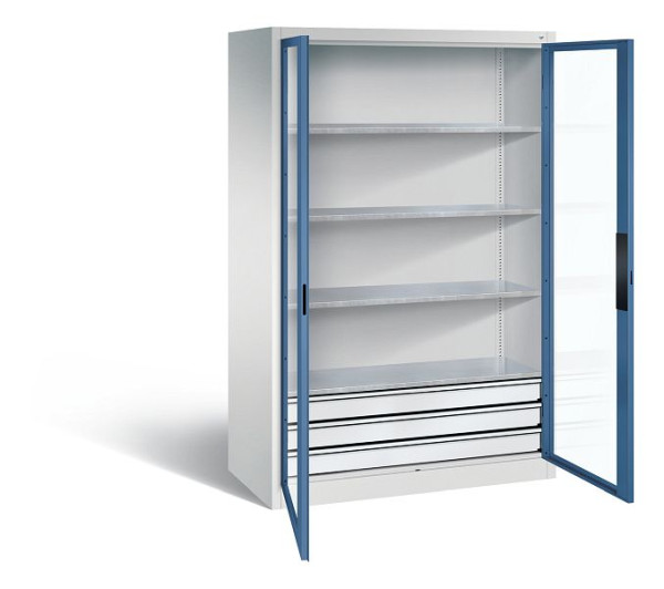 C+P Werkzeugschrank Acurado, H1950xB1200xT600mm, Farbe: Lichtgrau / Fernblau, Muldengriff, 8932-553 S10056