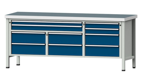 ANKE Werkbänke Kastenwerkbank, Modell 285 V, 2000 x 700 x 850 mm, RAL 7035/5010, UBP 50 mm, 304.590
