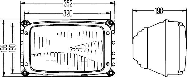 HELLA Halogen-Hauptscheinwerfer - 24/12V - Referenzzahl: 37.5 - ECE/CCC - rechts/links, 1AG 003 434-051