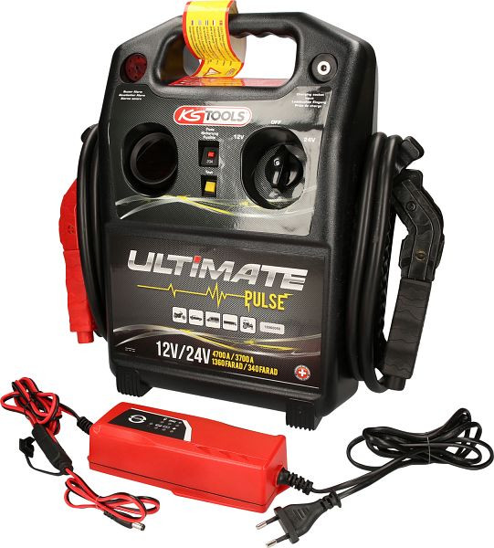 KS Tools 12 V / 24 V Kondensator-Booster - mobiles Starthilfegerät 4700 A / 3700A, 550.1850