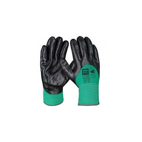 PRO FIT NI Terry Winterhandschuh grün/schwarz, 3/4 Beschichtung, Größe: 9, VE: 12 Paar, 597-9