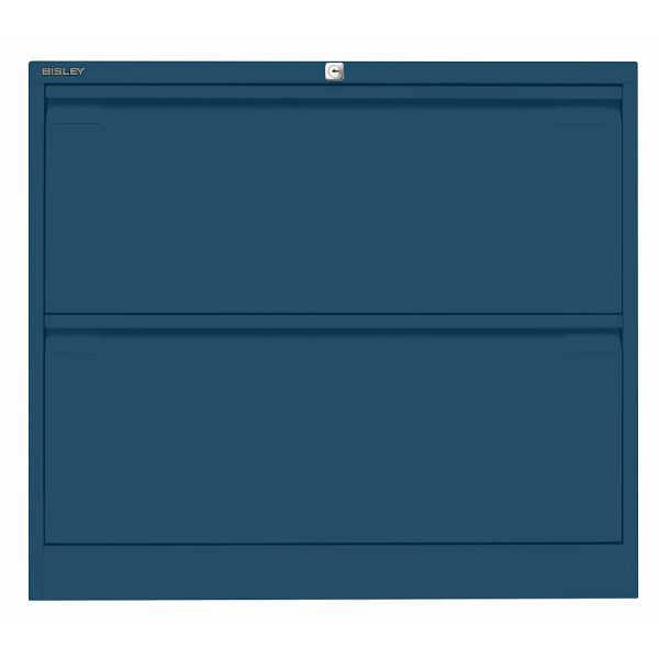 Bisley Hängeregistraturschrank, doppelbahnig, 2 HR-Schubladen, 687 prussian, DF2687