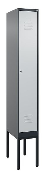 C+P Umkleidespind Classic PLUS mit Mitteltrennwand, Gestell, 2120x300x500mm, 7016/7035, Zylinderschloss, 0800307-10F S10028