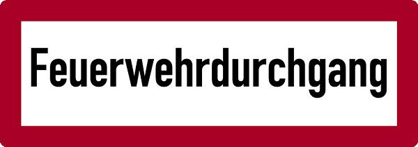 Schilder Klar Brandschutzzeichen Feuerwehrdurchgang, 420x148x0.45 mm Aluminium geprägt, 7930/52