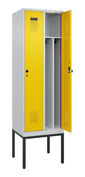 C+P Spind Evolo PLUS, Gestell, 2 Abteile, 2120x600x500mm, 7035/1023, Verschluss Drehriegel, 0490307-20F S10001