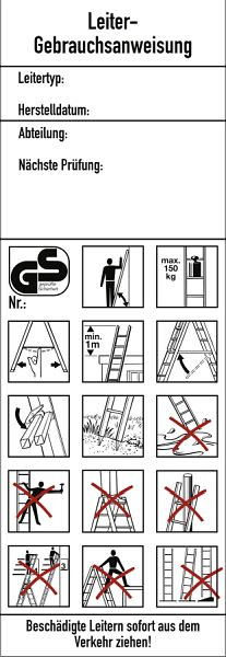 Moedel Leiter-Gebrauchsanweisung DGUV Information 208-016, Folie, 50x145 mm, 56192