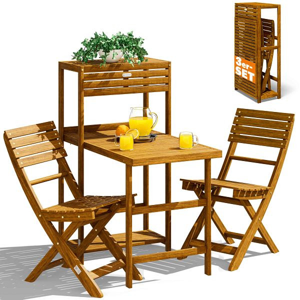 casaria Garten-Sitzgruppe 3-tlg Akazienholz FSC®-zertifiziert klappbar, 996430