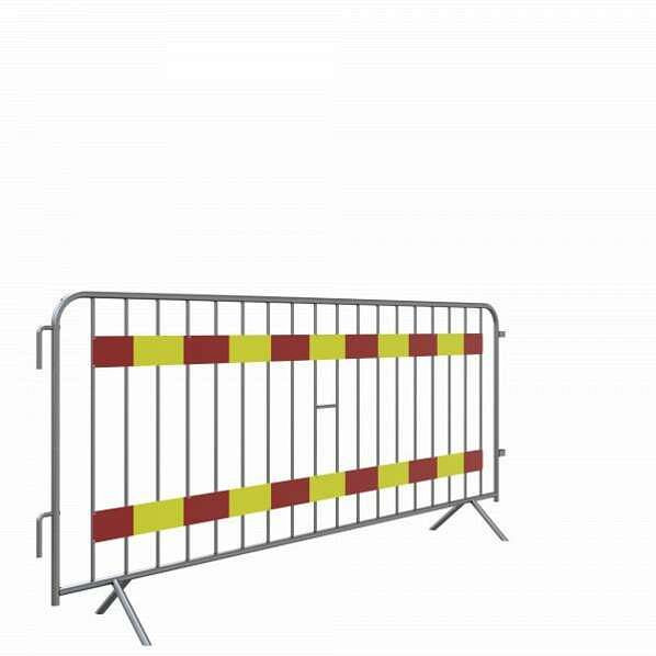 Schake Absperrgitter Typ E, aus Stahlrohr 25 mm, mit zwei Tastleisten 100 mm, Folie rot / gelb, Typ RA1/A, 419_020ESK