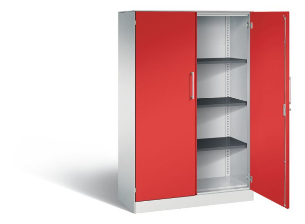C+P Flügeltürenschrank Asisto, H1635xB1000xT435mm, Farbe: Lichtgrau / feuerrot, Bügelgriff, 4 OH, 141012-000 S10105