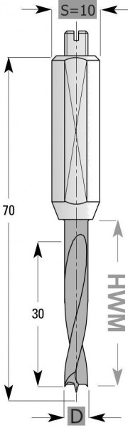 Edessö Dübelbohrer HWM S10, A: 8, B: 30, GL: 70 - RH, 142508001