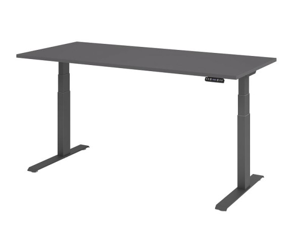 Hammerbacher Schreibtisch XDKB19, 180 x 80 cm, Platte: Graphit, 25 mm dick, ABS-Dickkante, Rechteckform, Graphit, VXDKB19/G/G