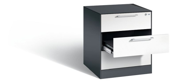 C+P Karteischrank Asisto, H710xB562xT600mm, Farbe: Schwarzgrau / Verkehrsweiß, Bügelgriff, 146274-322 S10161
