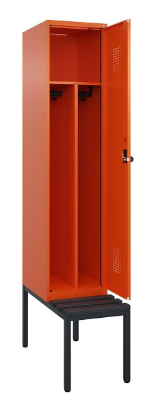 C+P Spind Evolo PLUS, 1 Abteile, 2120x400x815mm, 2004/2004, Haken 4, Drehriegel, Sitzfläche Kunststoff, Sitzbank, Trennwand, 0490507-12F S10077