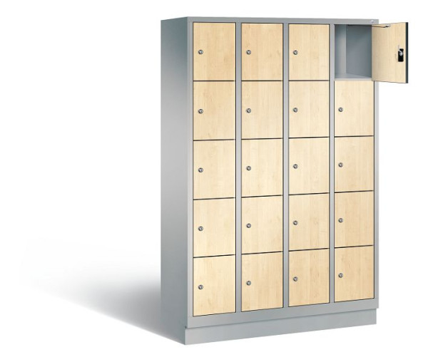 C+P Schließfachschrank Evolo, H1800xB1190xT500mm, Farbe: Weißaluminium / Dekor Donau-Ahorn, 48020-405 S10361