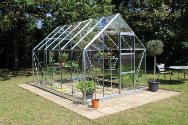 Halls Universal 128 mit 3 mm Sicherheitsglas 9,9 m² + Fundament Aluminium, F09878
