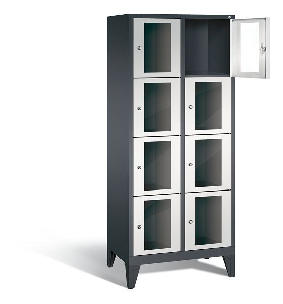 C+P Schließfachschrank Classic, H1850xB810xT500mm, Farbe: Schwarzgrau / Lichtgrau, 8010A224 S10014