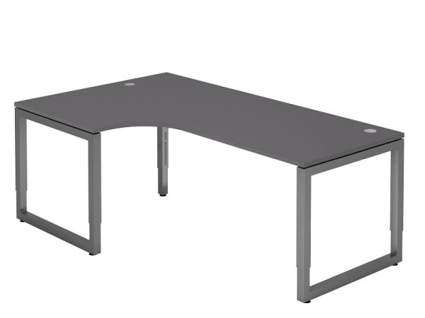 Hammerbacher Winkeltisch O-Fuß eckig 200x120cm Graphit/Graphit, Winkelform 90°, links oder rechts montierbar, VRS82/G/G