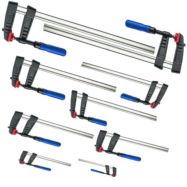 VaGo-Tools 16-teiliges Set Schraubzwingen 150x50/200x50/250x50/300x80 mm je 4 Stück, 200-001/002/003/004 je 4_lv
