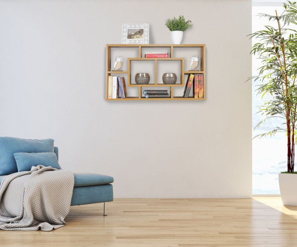 Wohnling Wandregal ALEX Buche 85 x 47,5 x 16 cm MDF-Holz, modern, freischwebend, offen zum Hängen, WL5.169