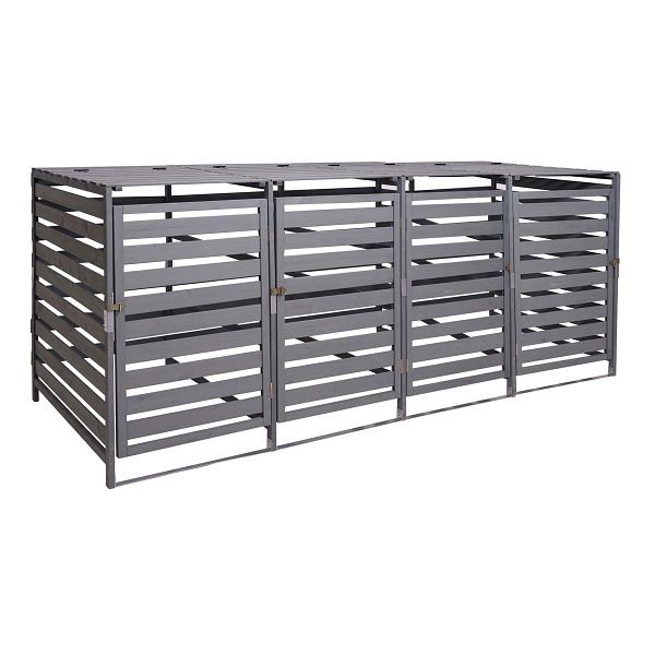 Mendler XL 4er-/8er-Mülltonnenverkleidung HWC-H62, Mülltonnenbox, erweiterbar 110x65x93cm Massiv-Holz, hellgrau, 73715+2x73716