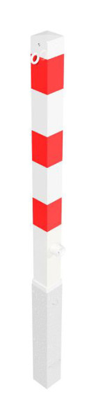 Schake Absperrpfosten (Feuerwehrpfosten) Stahlrohr 70 x 70 mm herausnehmbar, mit Dreikantverschluss, weiß beschichtet, mit 1 Öse, 470FB/1