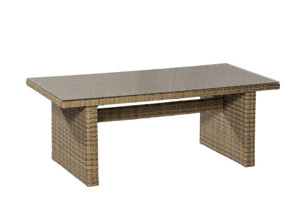 Merxx Tisch Riviera 200 x 100 cm, aufliegende Glasplatte, naturgrau, Stahlgestell mit Kunststoffgeflecht, 28357-253