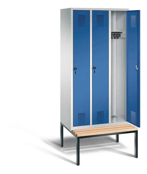 C+P Garderobenschrank Evolo, H2090xB900xT815mm, Farbe: Lichtgrau / Enzianblau, 48050-30 S10002