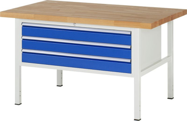 RAU Werkbank Serie 8000 - Modell 8327, B1500 x T900 x H840-1040 mm, Systemunterbau B1235 x T850 x H800-1000 mm, 03-8327A2-159B4H.11