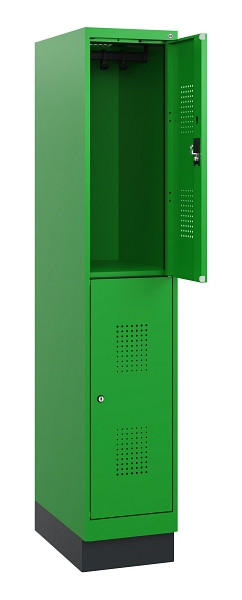 C+P Doppelstöckiger Spind Evolo PLUS, Sockel, 2 Fächer, 1630x300x500mm, 6037/603, Zylinderschloss, 0493205-10 S10077
