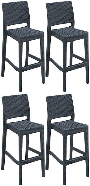 CLP 4er Set Barhocker Jamaica, dunkelgrau, 325205, 4255716339180