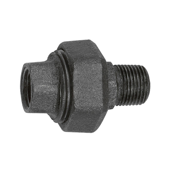 Riegler Verschraubung 331, flachdichtend, R 2 1/2, Rp 2 1/2,Temperguss schwarz, 133821