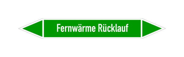 Schilder Klar Rohrleitungskennzeichen Fernwärme Rücklauf, 33000x90 mm Folie selbstklebend, 101421/95
