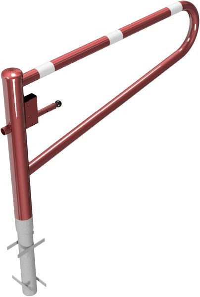 Schake Drehbare Gatterschranke, zum Einbetonieren, feuerverzinkt und rot beschichtet, Gesamtbreite: 1500 mm, mit Profilzylinderschloss, 413_151ZB
