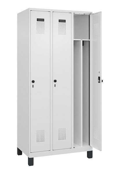 C+P Spind Evolo PLUS, mit Füßen, 3 Abteile, 1950x900x500mm, 9016/9016, Verschluss Drehriegel, 049010-30F S10020