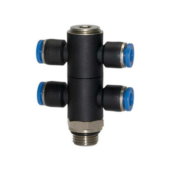 Riegler T-Mehrfachverteiler »Blaue Serie«, 4-fach drehbar, G 1/2 außen Ø12mm, 135713