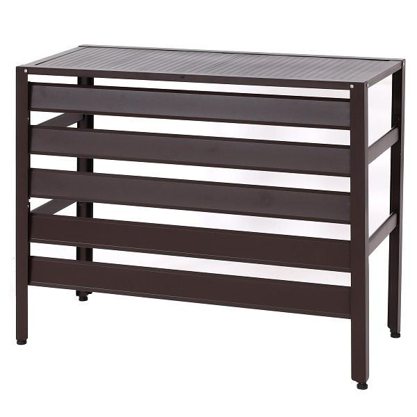Mendler Alu Verkleidung für Klimaanlage/Wärmepumpe HWC-K59, Abdeckung Schutzgitter Pflanzenregal, Metall 73x90x38cm, braun, 96945