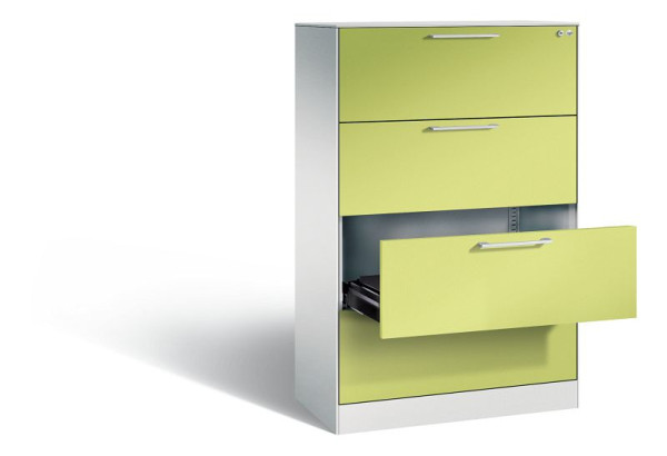 C+P Karteischrank Asisto, H1310xB800xT435mm, Farbe: Lichtgrau / Viridingrün, Bügelgriff, 146023-422 S10053