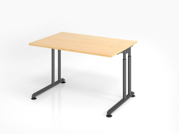 Hammerbacher Schreibtisch ZS12, 120 x 80 cm, Platte: Ahorn, 25 mm dick, ABS-Dickkante, Rechteckform, Graphit, VZS12/3/G