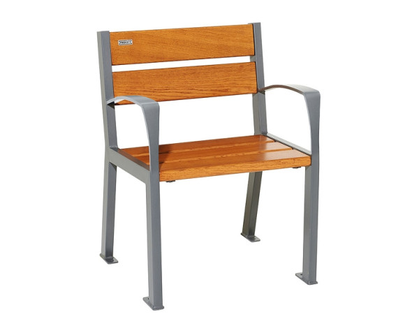 Procity Stuhl Silaos 5 Holzlatten, Mit Armlehne, Holz & Stahl, helle Eiche/Procity Grau, 209510.GPRO.CHEC